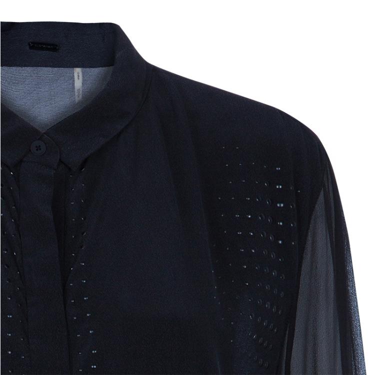 Pre Owned Elie Tahari Black Embellished Shirt XL