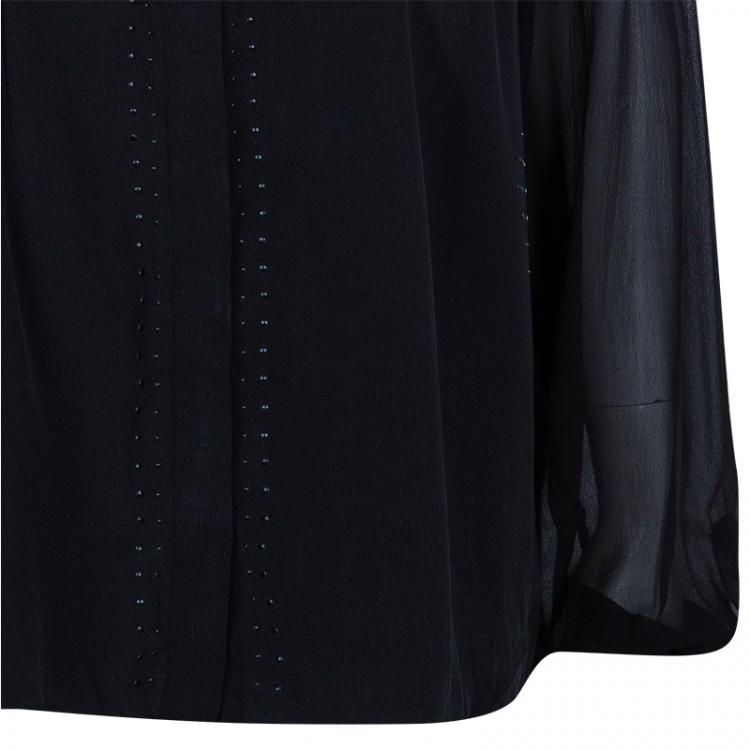 Pre Owned Elie Tahari Black Embellished Shirt XL