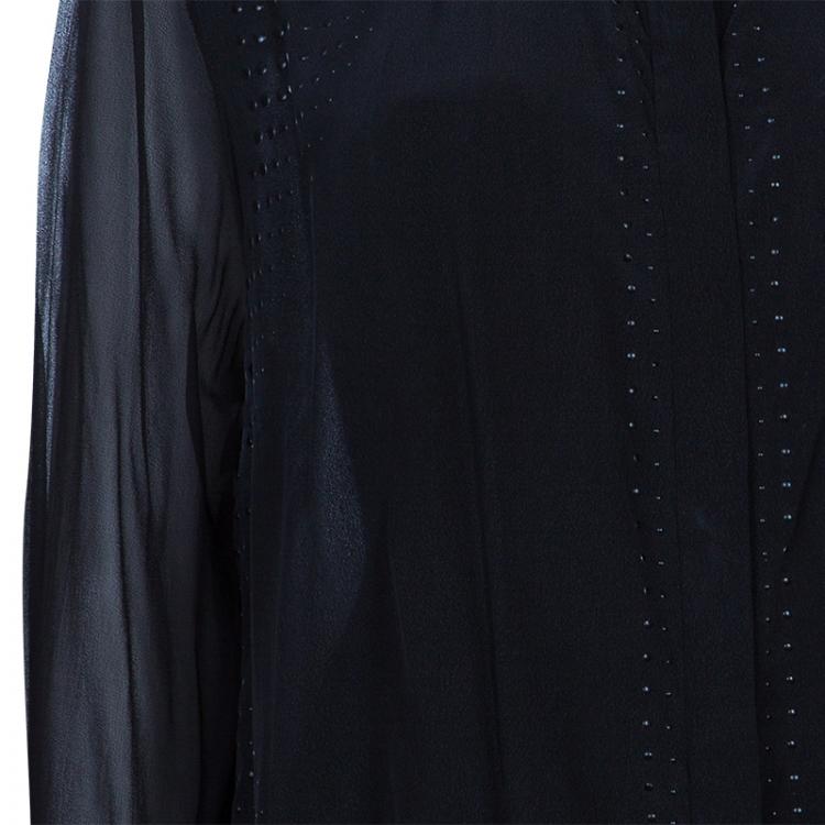 Pre Owned Elie Tahari Black Embellished Shirt XL