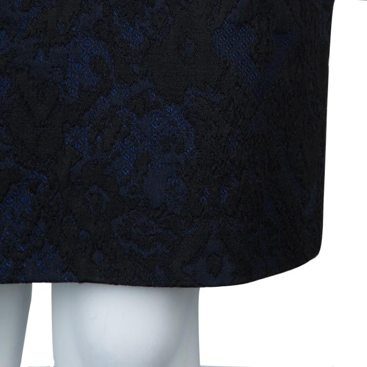 Pre Owned Elie Tahari Black Contrast Jacquard Hourglass Panel Detail Sleeveless Dress M