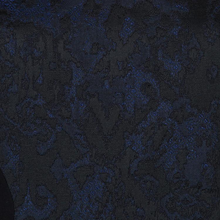 Pre Owned Elie Tahari Black Contrast Jacquard Hourglass Panel Detail Sleeveless Dress M