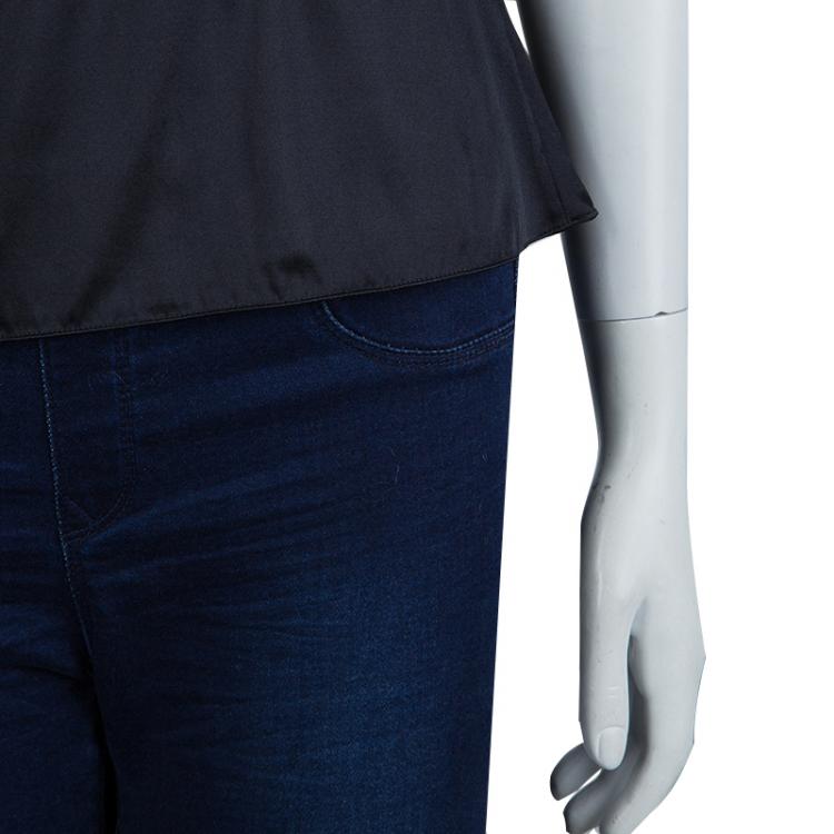 Pre Owned Elie Tahari Black Silk Draped One Shoulder Top M