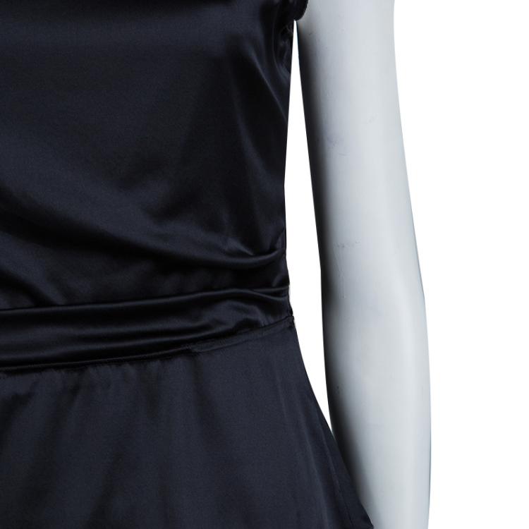 Pre Owned Elie Tahari Black Silk Draped One Shoulder Top M