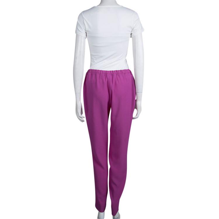 Pre Owned Elie Tahari Pink Elasticized Waist Straight Cut Pants S