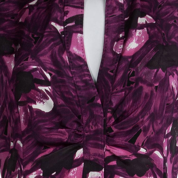 Pre Owned Elie Tahari Pink Silk Knit Floral Printed Dress L