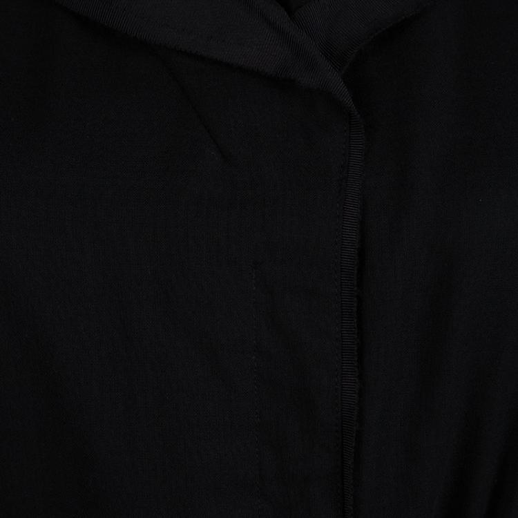 Pre Owned Elie Tahari Black Long Sleeve Pleated Belted Dress M