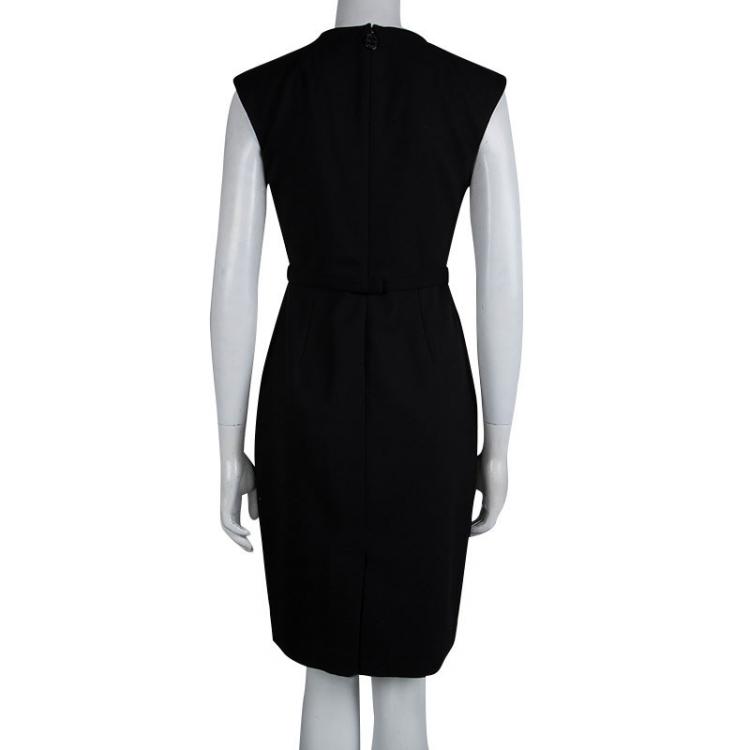 Pre Owned Elie Tahari Black Wool Cap Sleeve Dress S