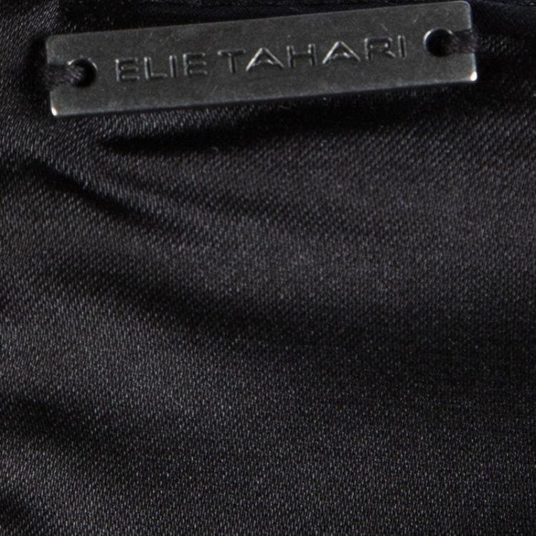 Pre Owned Elie Tahari Grey Silk Embellished Dress M