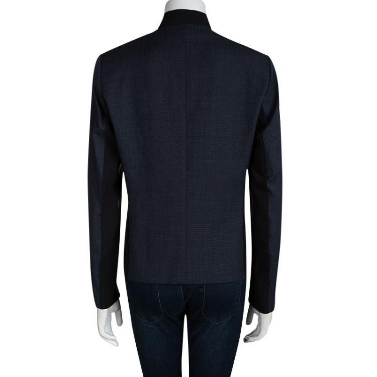 Pre Owned Elie Tahari  Blue Pin Checked Wool Blazer M