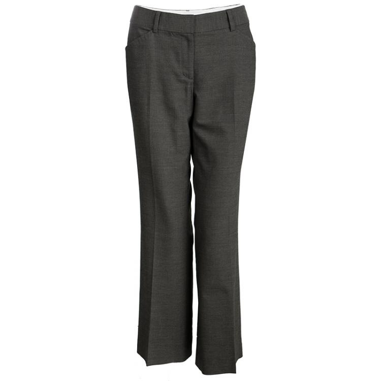 Pre Owned Elie Tahari Grey Wool Pant Suit M