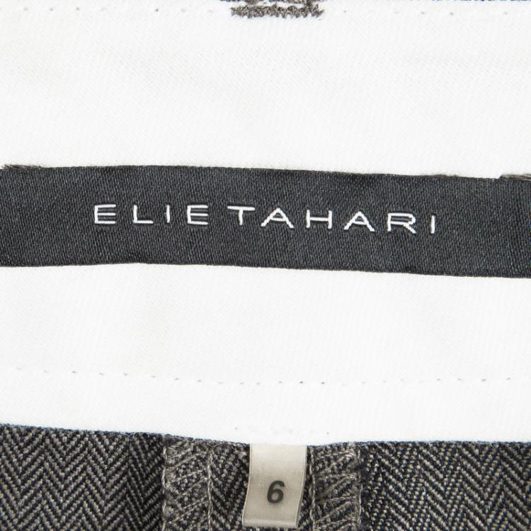 Pre Owned Elie Tahari Grey Wool Pant Suit M