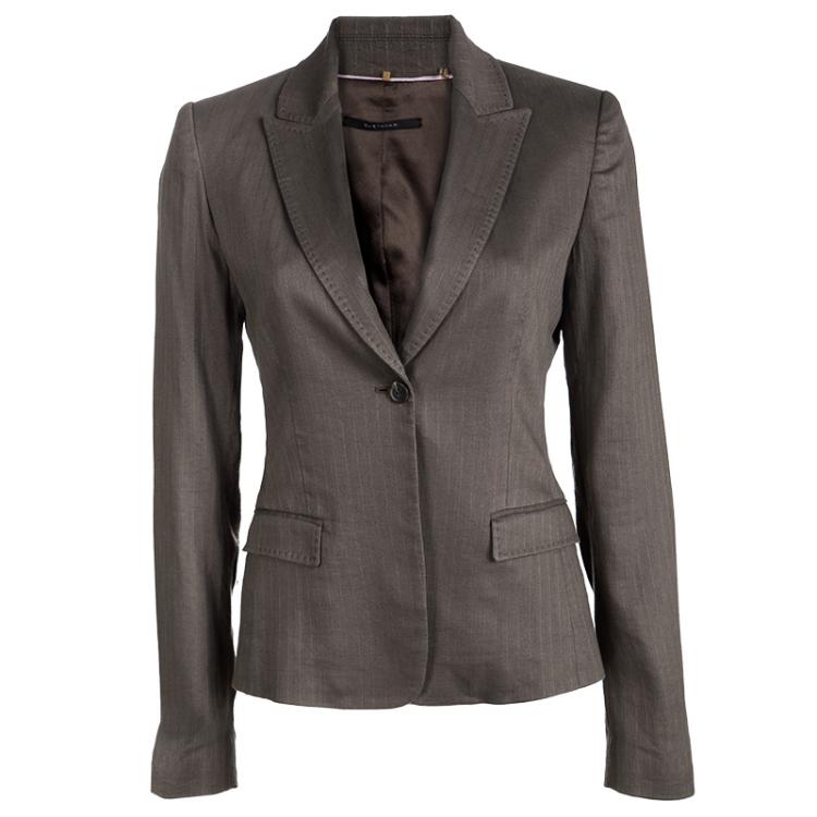 مملوكة مسبقًا Elie Tahari Brown Self Striped Pant Suit M