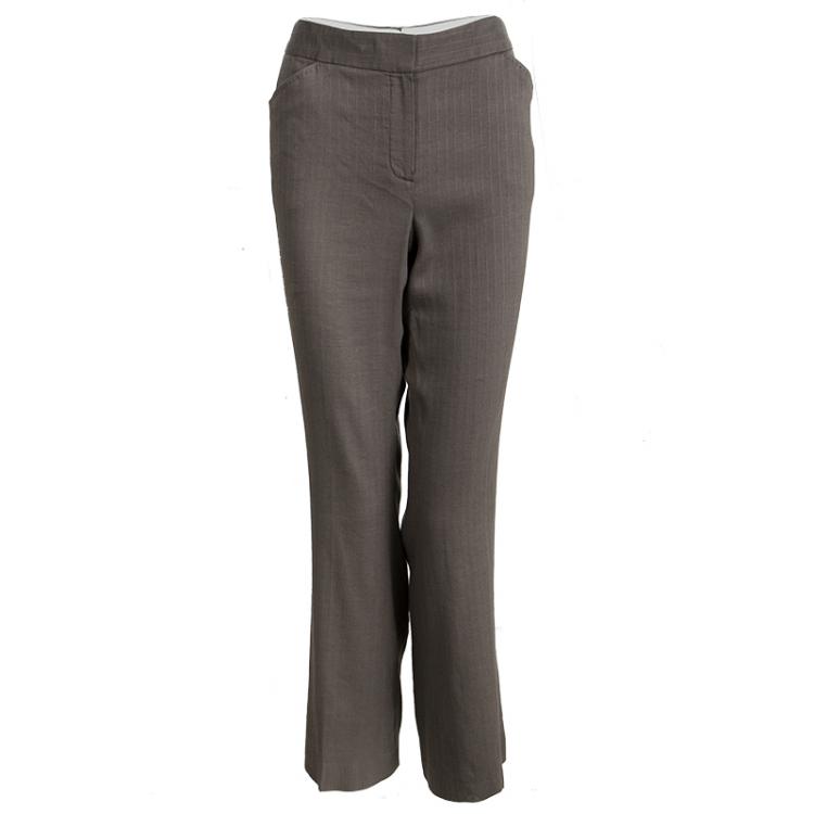 مملوكة مسبقًا Elie Tahari Brown Self Striped Pant Suit M
