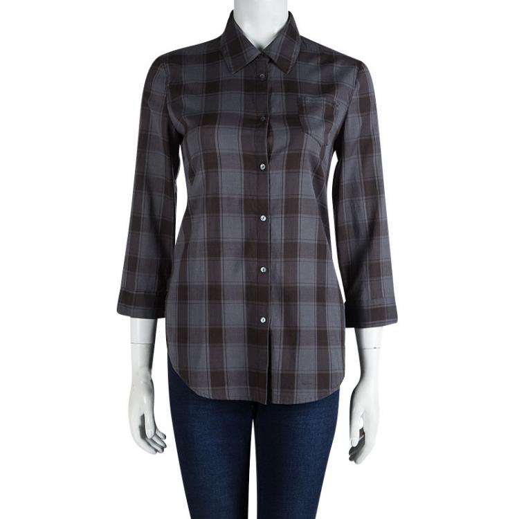 Pre Owned Elizabeth and James Grey Cohen Plaid Button Down Shirt S
