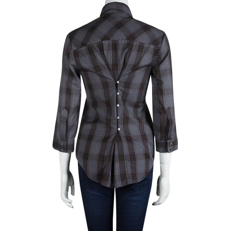 Pre Owned Elizabeth and James Grey Cohen Plaid Button Down Shirt S