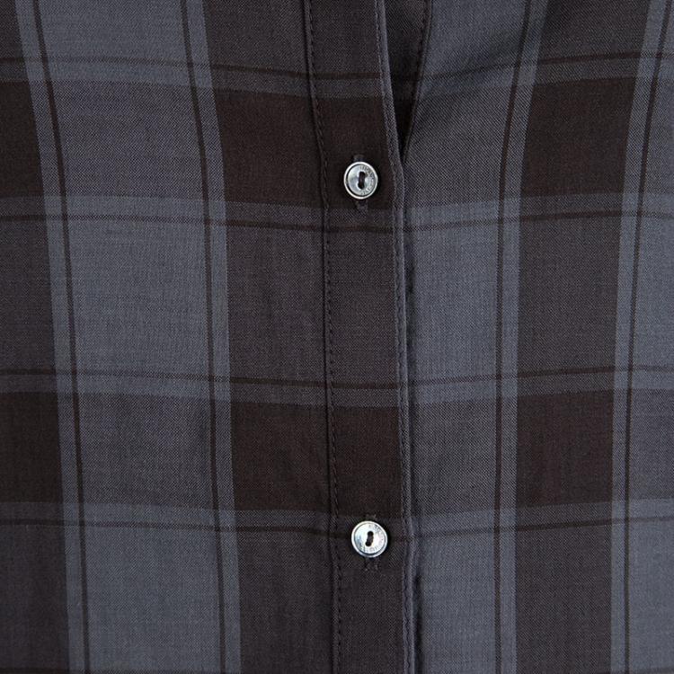 Pre Owned Elizabeth and James Grey Cohen Plaid Button Down Shirt S