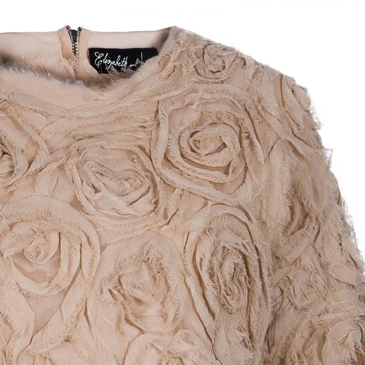 Pre Owned Elizabeth and James Beige Ribbon Detail Top M