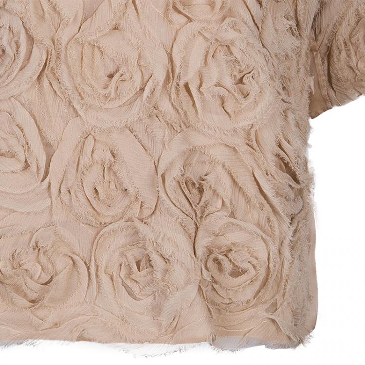 Pre Owned Elizabeth and James Beige Ribbon Detail Top M