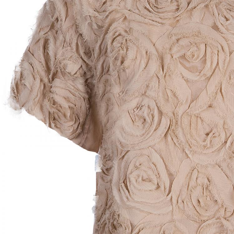 Pre Owned Elizabeth and James Beige Ribbon Detail Top M
