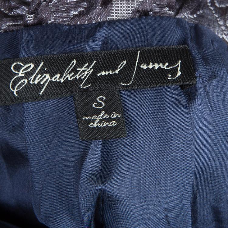 Pre Owned Elizabeth and James Grey Brocade Belted High Waist Skirt S