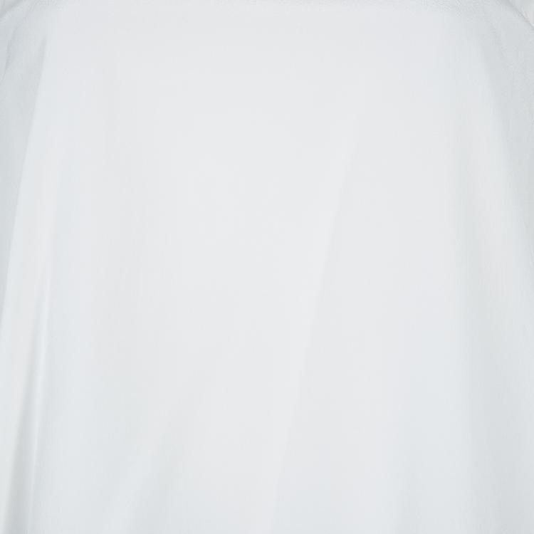 Pre Owned Elizabeth and James White Mandarin Collar Sleeveless Silk Blouse S