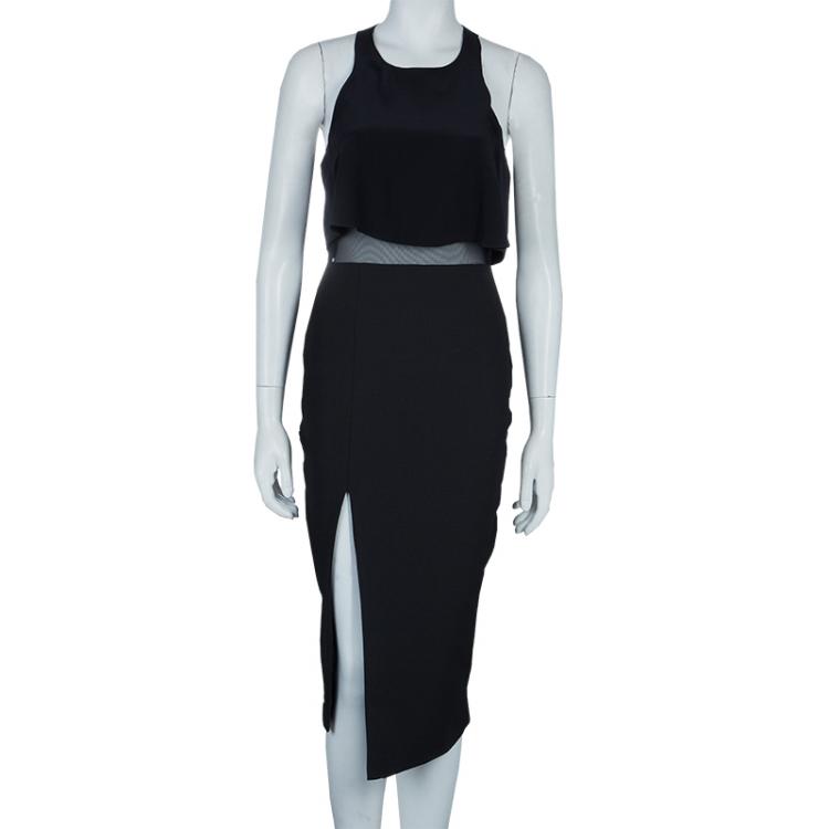 Pre Owned Elizabeth and James Black Silk Overlay Sleeveless Dress S