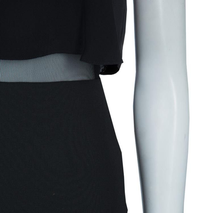 Pre Owned Elizabeth and James Black Silk Overlay Sleeveless Dress S