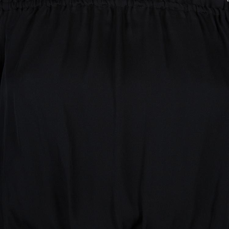Pre Owned Elizabeth and James Sheer Black Off Shoulder Long Sleeve Cropped Silk Top XS