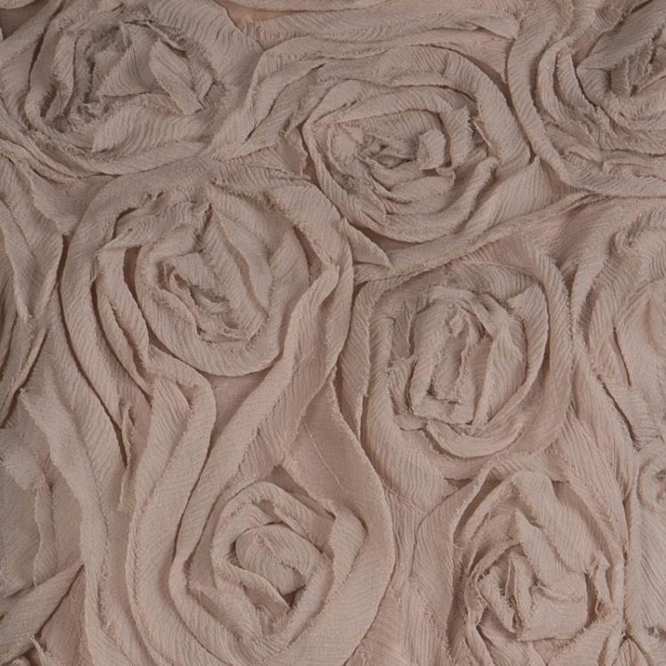 Pre Owned Elizabeth and James Beige Chiffon Floral Applique Cropped Top XS