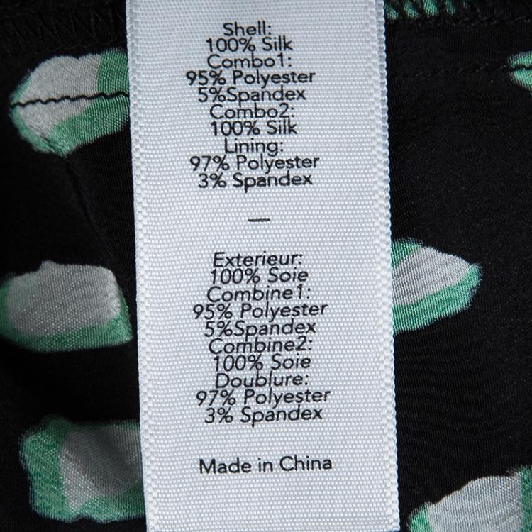 Pre Owned Elizabeth and James Black Printed Silk Elasticized Waist Pants S