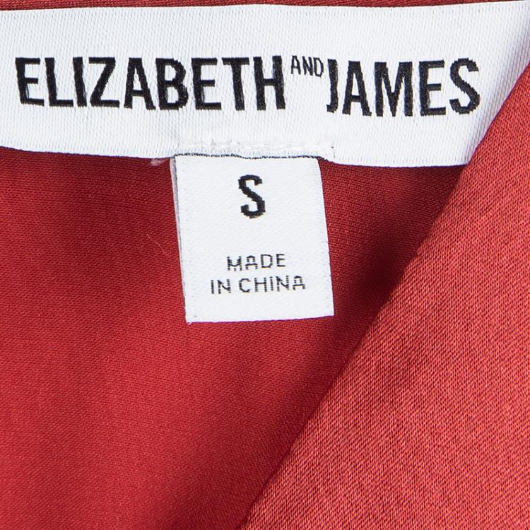 Pre Owned Elizabeth & James Red Silk High Low Sleeveless Top S