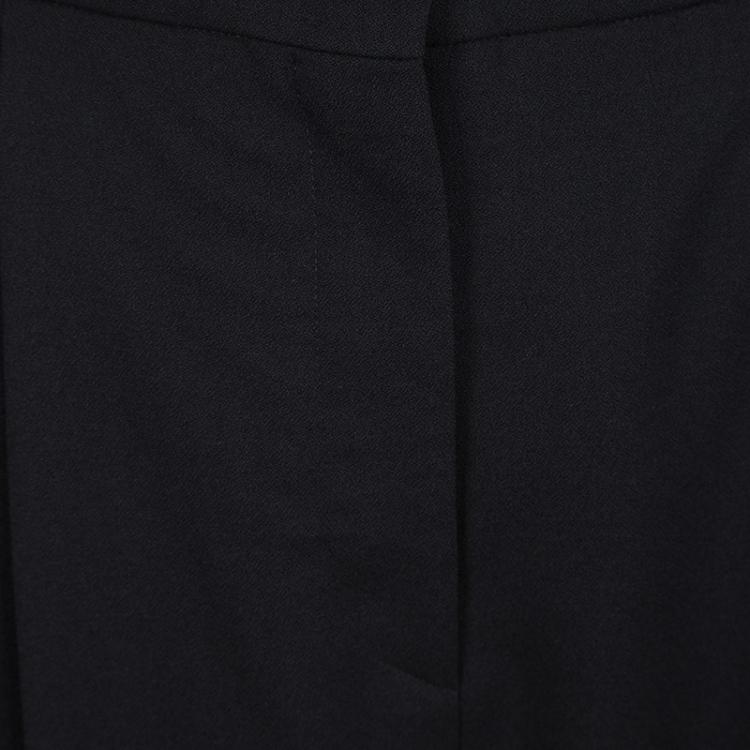 Pre Owned Emilio Pucci Black Wool Pleated High Waist Loose Fit Trousers L