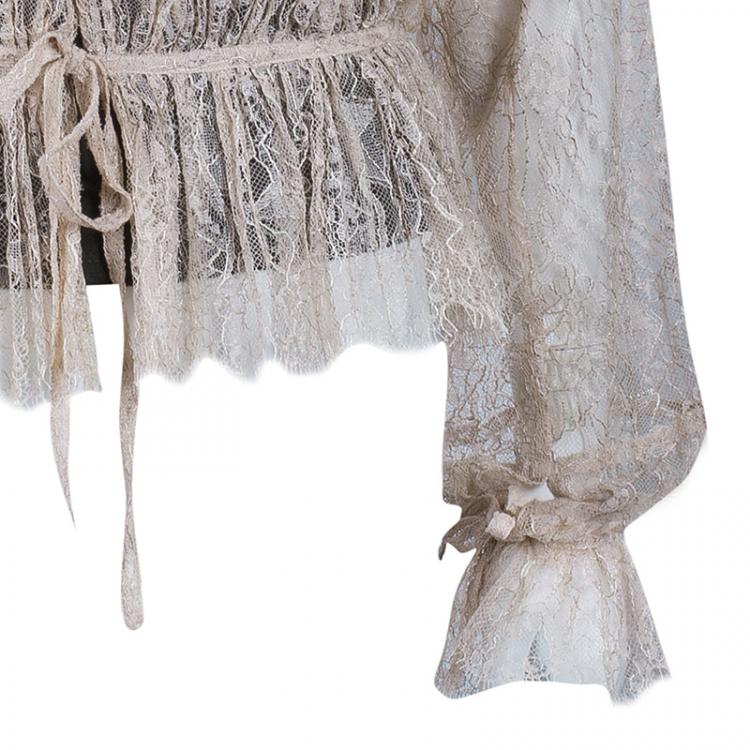Pre Owned Emilio Pucci Nude Lace Top M