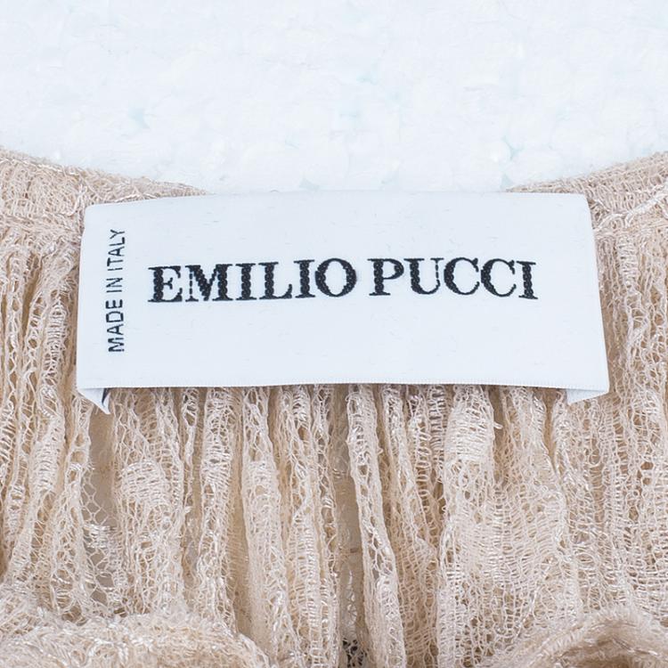 Pre Owned Emilio Pucci Nude Lace Top M