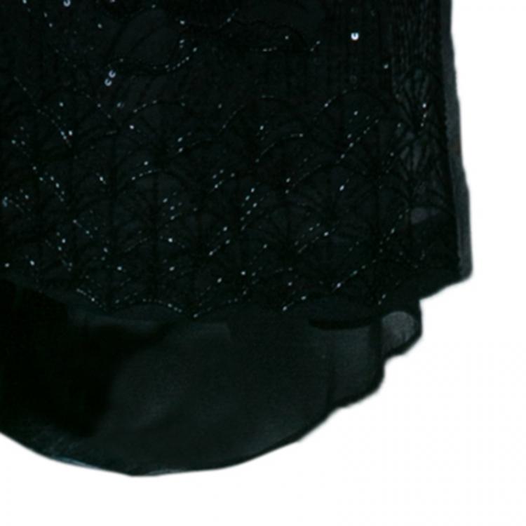 Pre Owned Emilio Pucci Black Beaded Maxi Skirt M