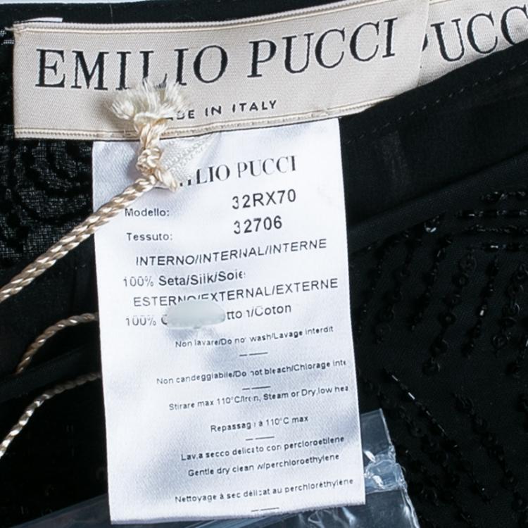 Pre Owned Emilio Pucci Black Beaded Maxi Skirt M