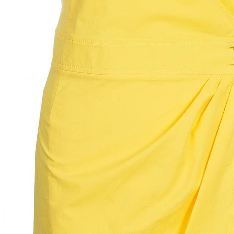 Pre Owned Emilio Pucci Yellow Cotton Wrap Dress L