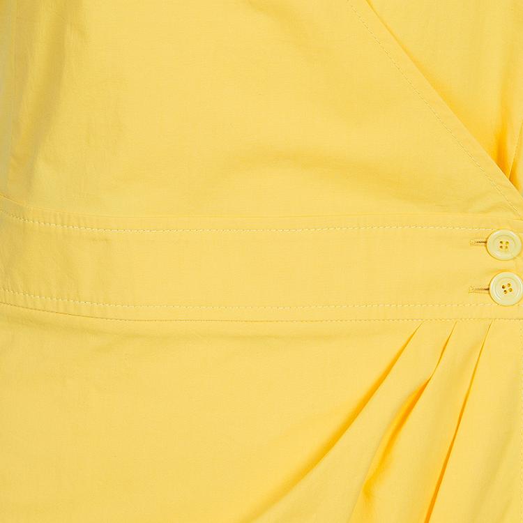 Pre Owned Emilio Pucci Yellow Cotton Wrap Dress L