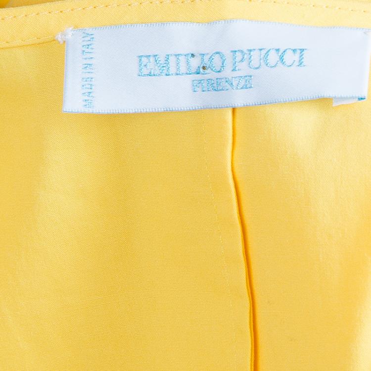 Pre Owned Emilio Pucci Yellow Cotton Wrap Dress L