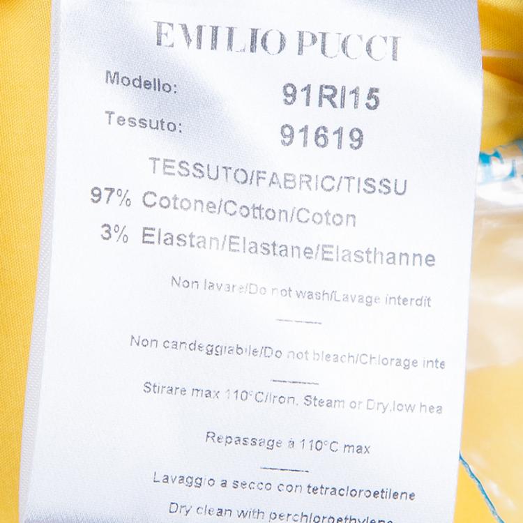 Pre Owned Emilio Pucci Yellow Cotton Wrap Dress L