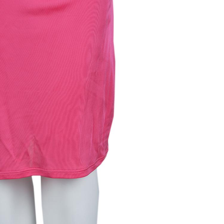 Pre Owned Emilio Pucci Pink Embellished Shoulder Detail Sleeveless Belted Midi Dress S