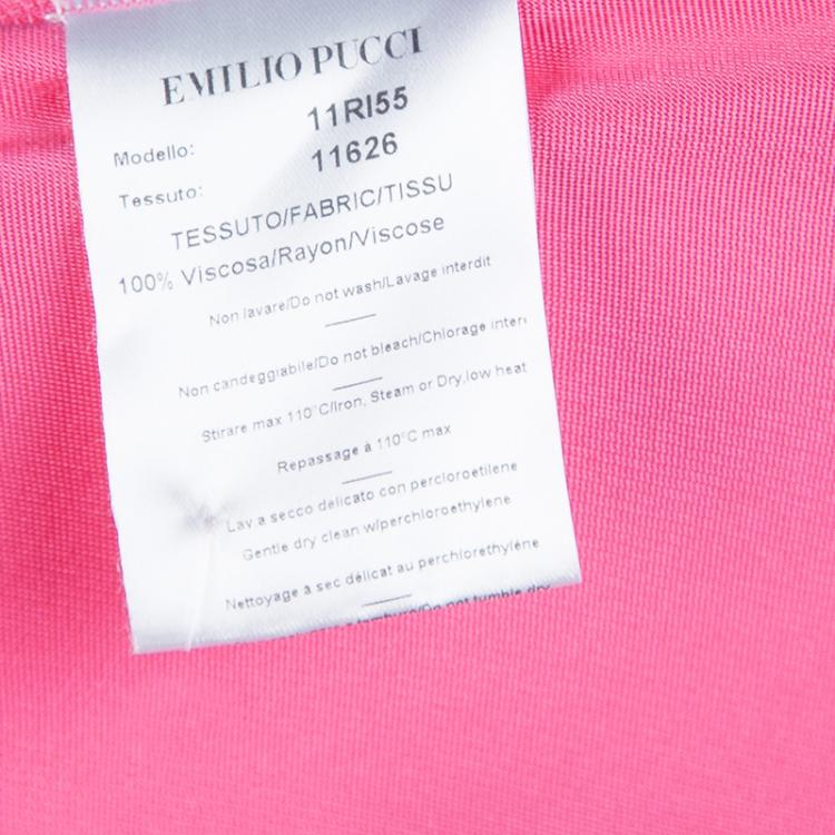 Pre Owned Emilio Pucci Pink Embellished Shoulder Detail Sleeveless Belted Midi Dress S