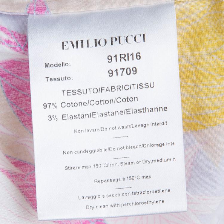 Pre Owned Emilio Pucci Multicolor Printed Cotton Dolman Sleeve Faux Wrap Dress M