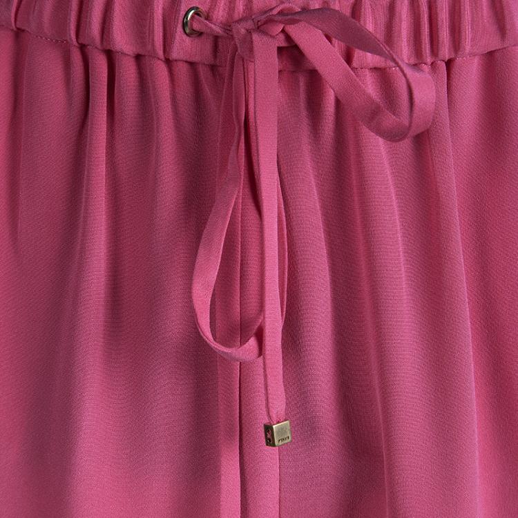 Pre Owned Emilio Pucci Pink Silk Tie Detail Trousers L