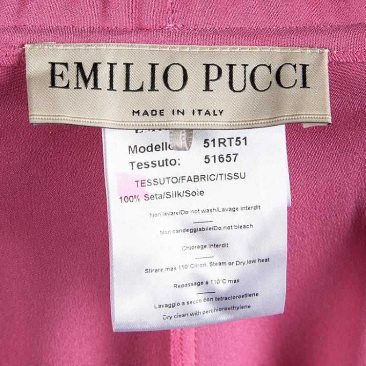 Pre Owned Emilio Pucci Pink Silk Tie Detail Trousers L