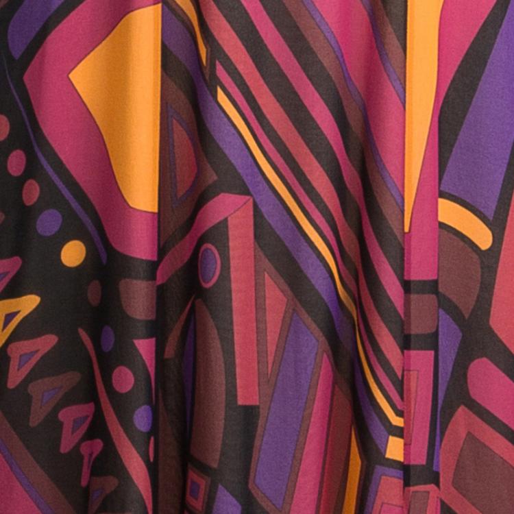 Pre Owned Emilio Pucci Multicolour Printed Silk Contrast Bodice Maxi Dress S