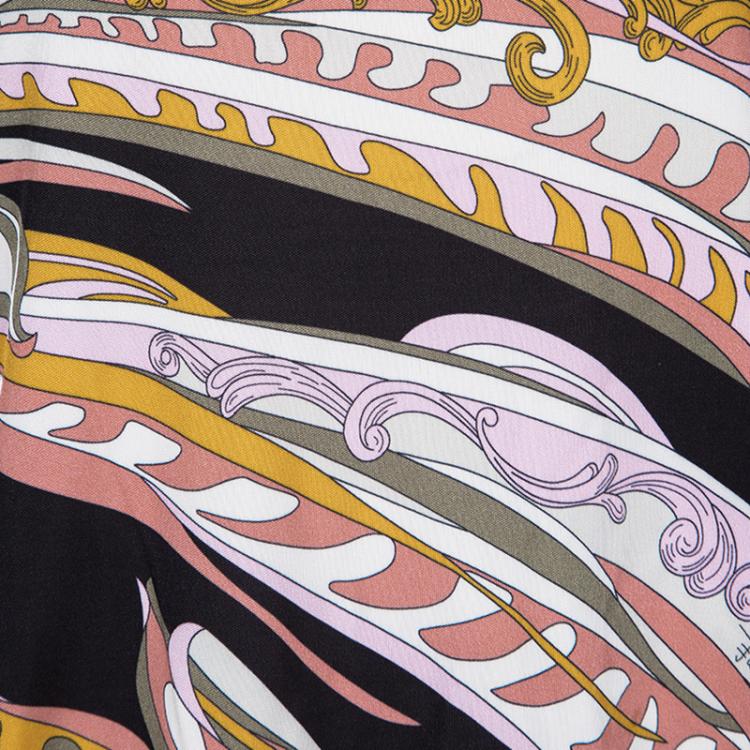 Pre Owned Emilio Pucci Multicolor Printed Drop Waist Detail Long Sleeve Dress M