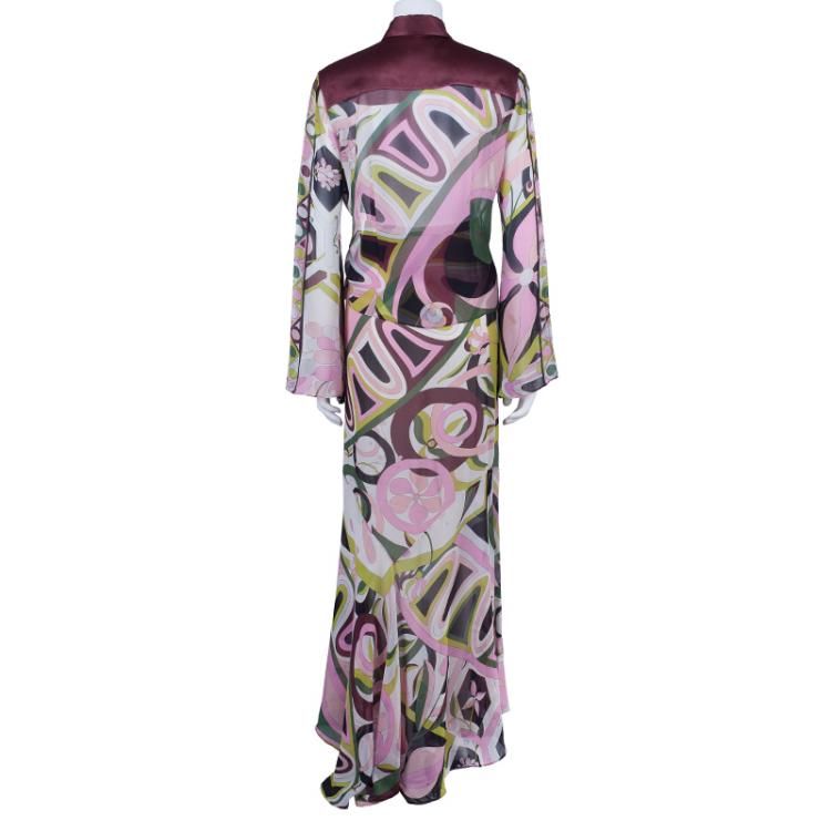 Pre Owned Emilio Pucci Multicolor Abstract Chiffon Top And Skirt Set L