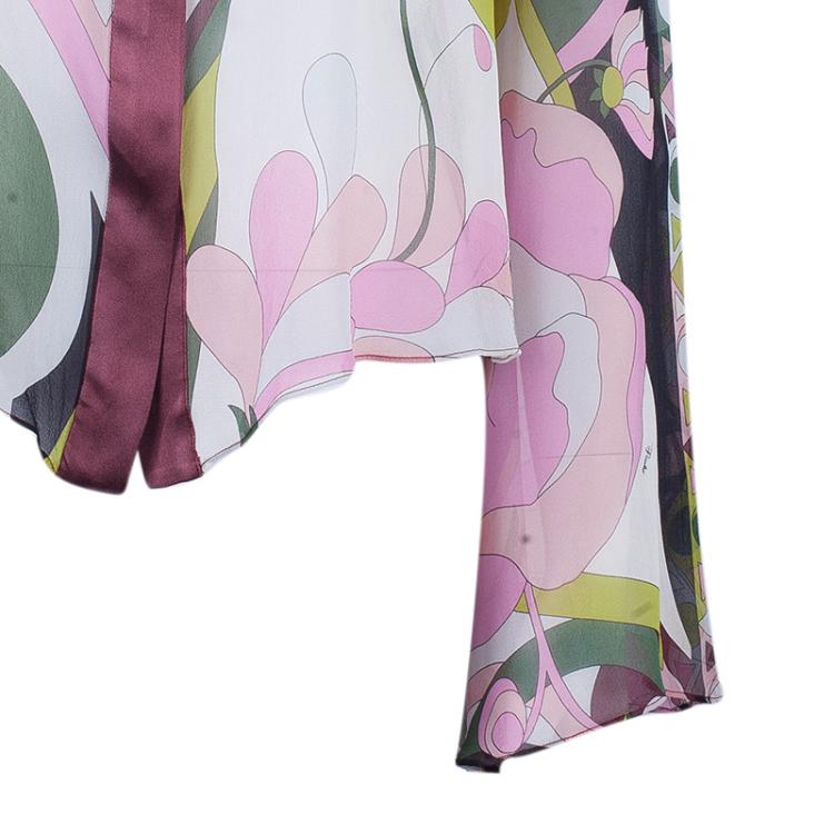 Pre Owned Emilio Pucci Multicolor Abstract Chiffon Top And Skirt Set L