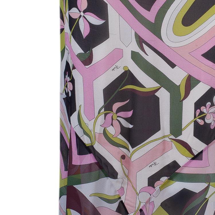 Pre Owned Emilio Pucci Multicolor Abstract Chiffon Top And Skirt Set L